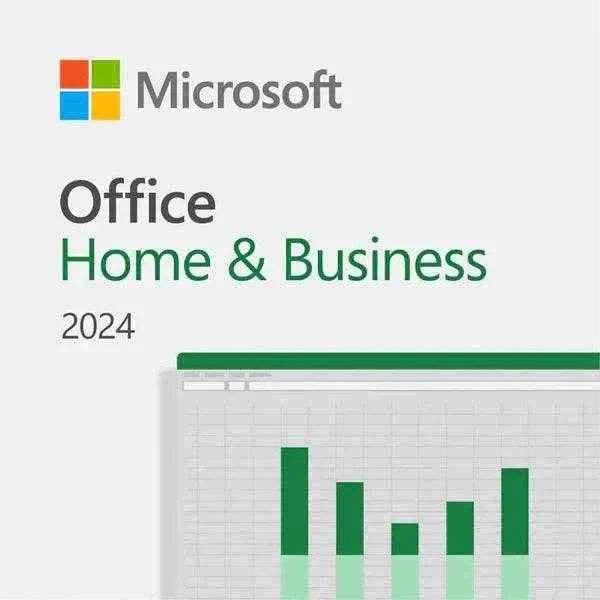 Microsoft Office 2024 Home and Business license digital product with a spreadsheet chart preview
