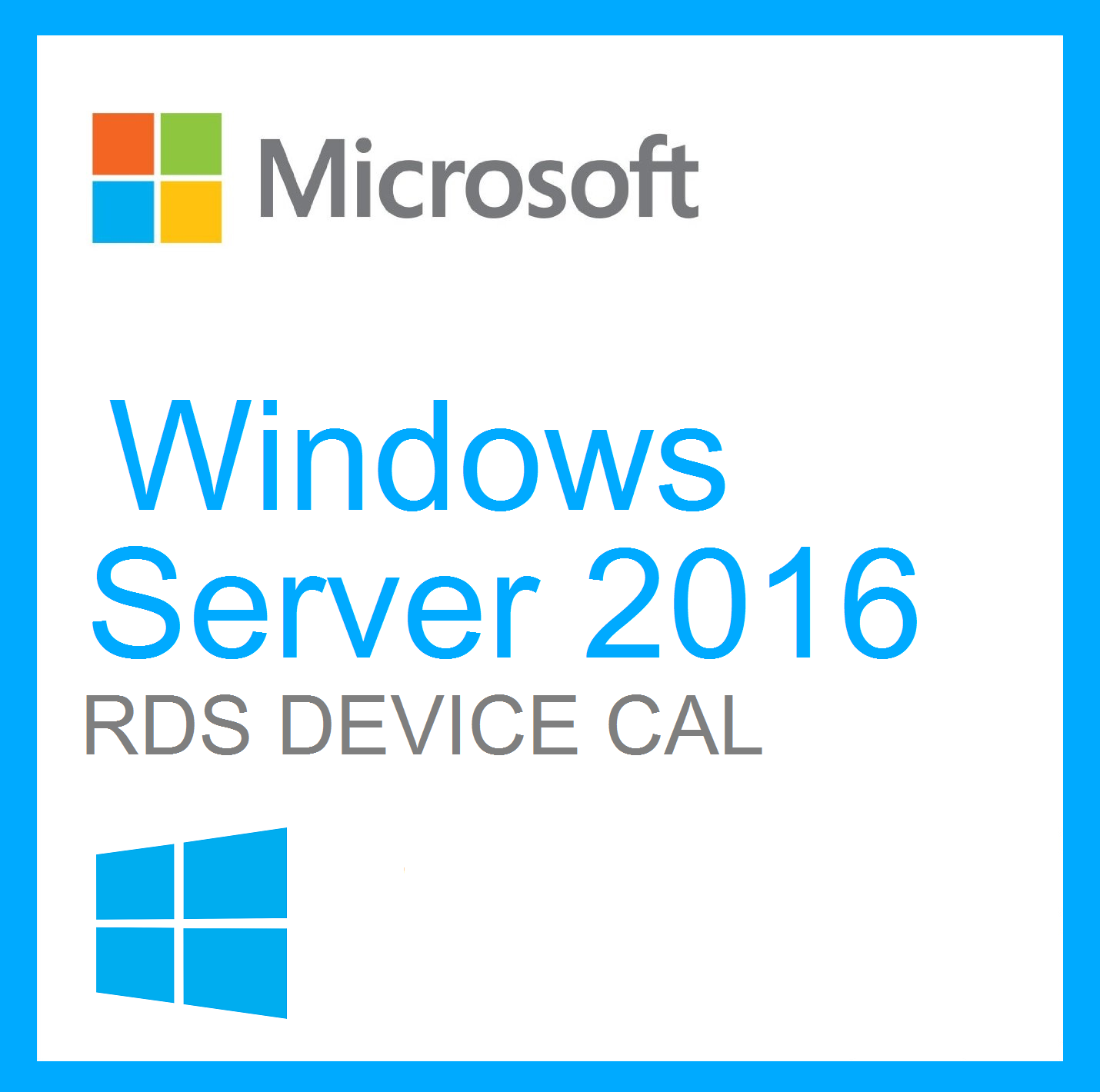 Microsoft product label showing Windows Server 2016 Remote Desktop CAL RDS Device CAL box art with Windows logo