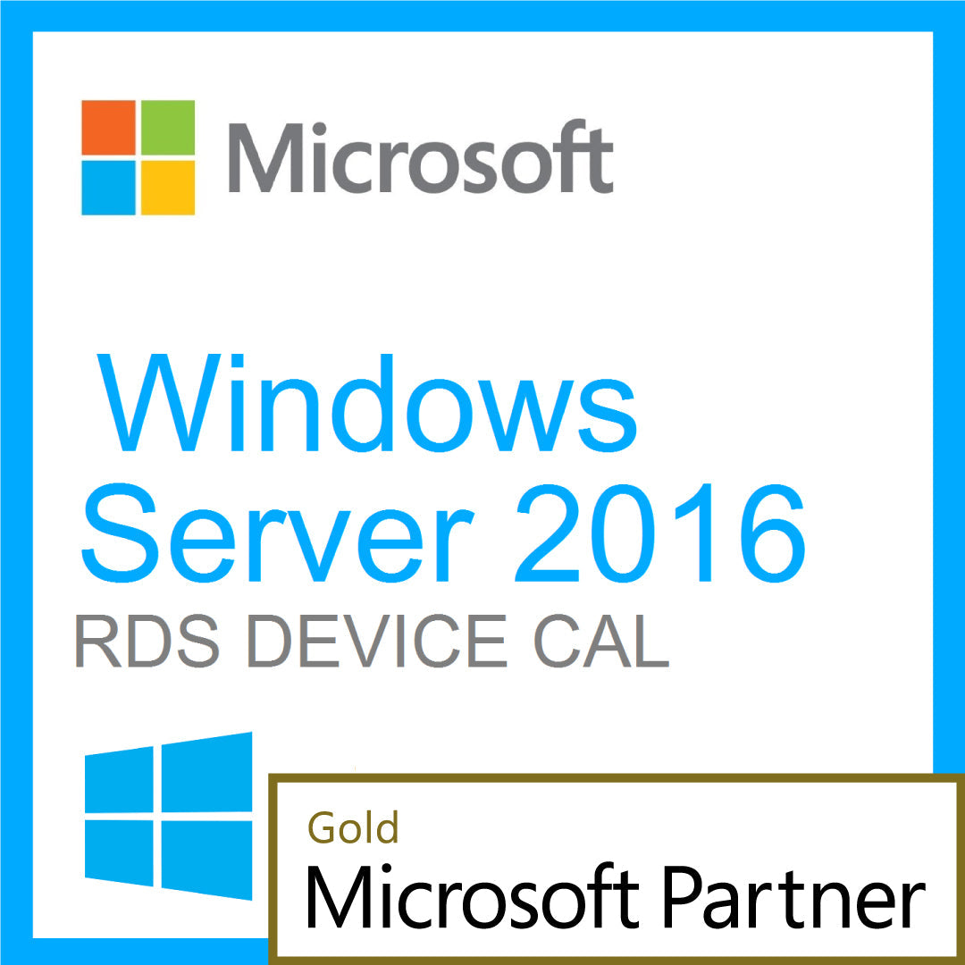 Microsoft Windows Server 2016 Remote Desktop CALs product box art showing RDS Device CAL and Microsoft Partner badge