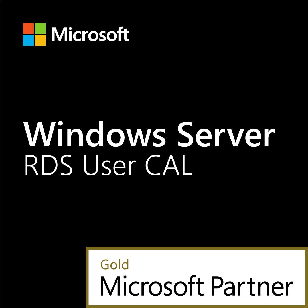 Microsoft Windows Server 2022 Remote Desktop CAL 50 users product cover showing RDS User CAL text and Gold Microsoft Partner