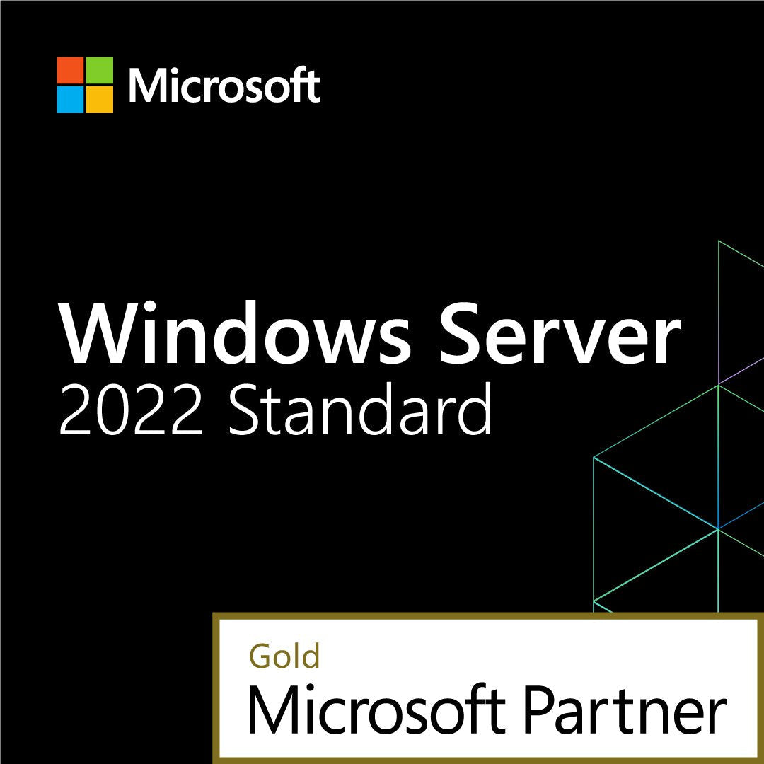 Microsoft Windows Server 2022 Standard retail box with Gold Microsoft Partner badge Windows Server 2022 Standard 16 core