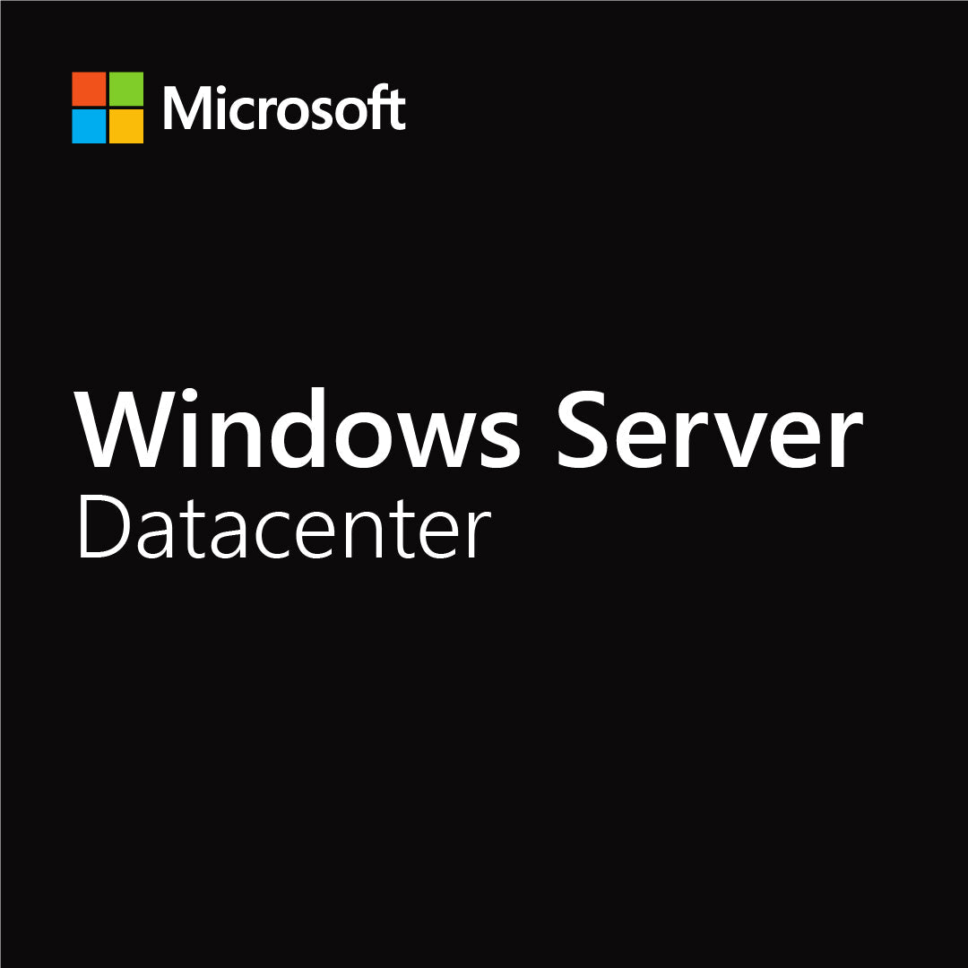 Microsoft Windows Server Datacenter cover image with logo and product name for Windows Server Datacenter 2 Core license