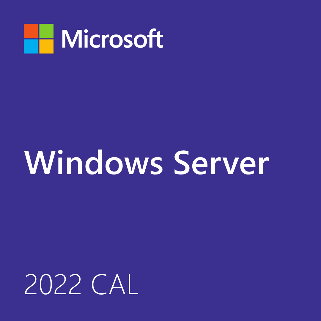 Microsoft Windows Server product cover showing Windows Server branding and Windows Server 2022 CAL license