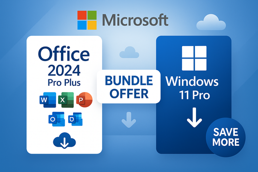 softwarekeep digital Microsoft promotional image showing Windows 11 Pro and Office 2024 bundle with app icons