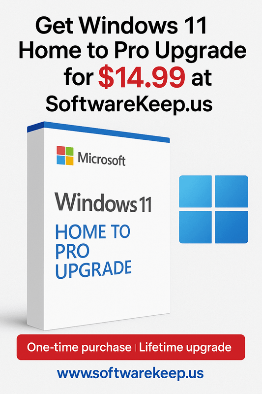 Microsoft Windows 11 Pro upgrade box with Windows 11 logo for Windows 11 Pro upgrade offer