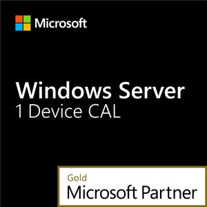 Microsoft Windows Server 1 Device CAL product image showing Microsoft logo and Gold Microsoft Partner badge client CAL