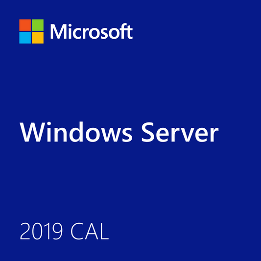 Microsoft Windows Server 2019 CAL software card cover with Microsoft logo and product title