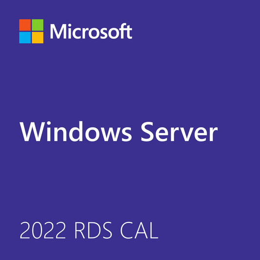 Microsoft Windows Server product tile with Windows Server text and 2022 RDS CAL label Windows Server 2022 Remote Desktop CAL
