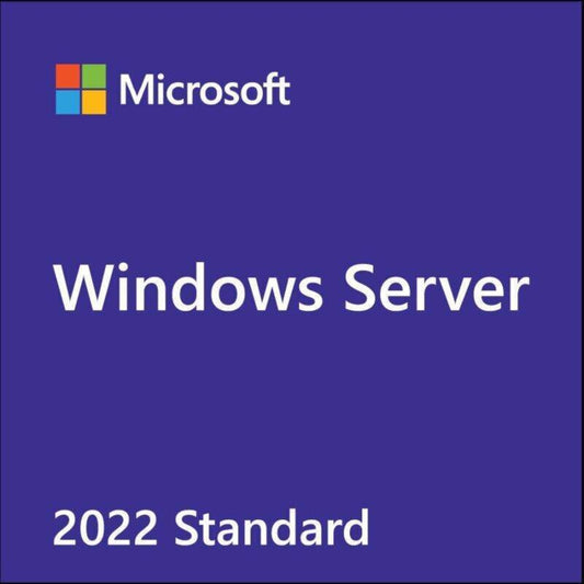 Microsoft Windows Server 2022 Standard license product cover with company logo in blue background