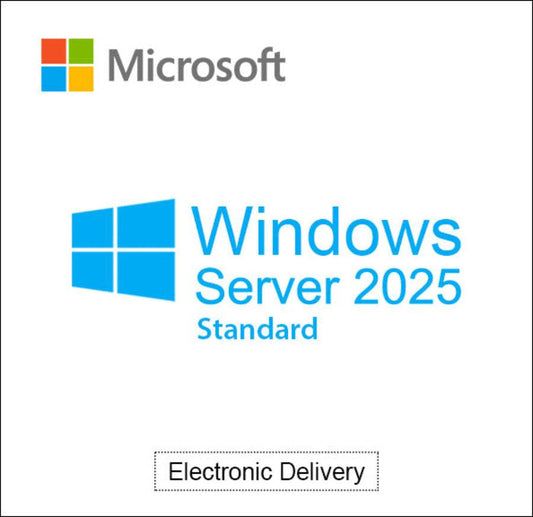 Microsoft Windows Server 2025 Standard software with Windows Server 2025 16 core license electronic delivery