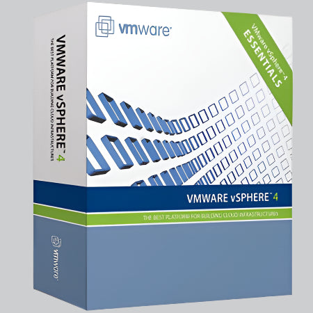 Softwarekeep product box showing VMware vSphere Advanced Edition license on branded vSphere 4 packaging with essentials badge